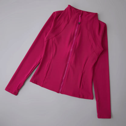 New Yoga Wear Ladies Coat round High Elastic Loose Exercise Yoga Fitness Long Sleeve Stand-Up Collar Yoga Tops