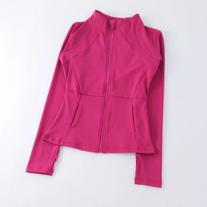 New Yoga Wear Ladies Coat round High Elastic Loose Exercise Yoga Fitness Long Sleeve Stand-Up Collar Yoga Tops