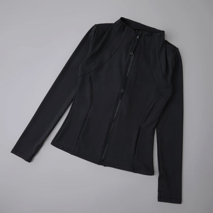 New Yoga Wear Ladies Coat round High Elastic Loose Exercise Yoga Fitness Long Sleeve Stand-Up Collar Yoga Tops